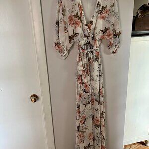 Baltic Born Kia Kimono Maxi Dress- White Floral